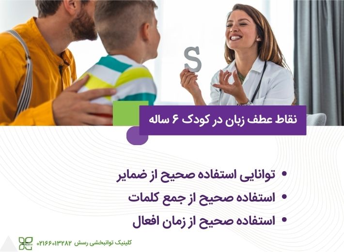 نقاط عطف زبان کودک 6 ساله