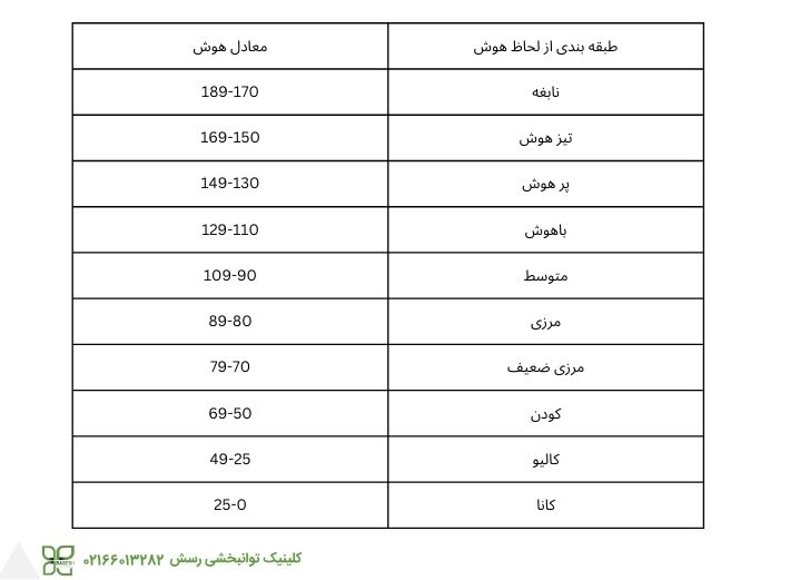 طبقه بندی از لحاظ هوش